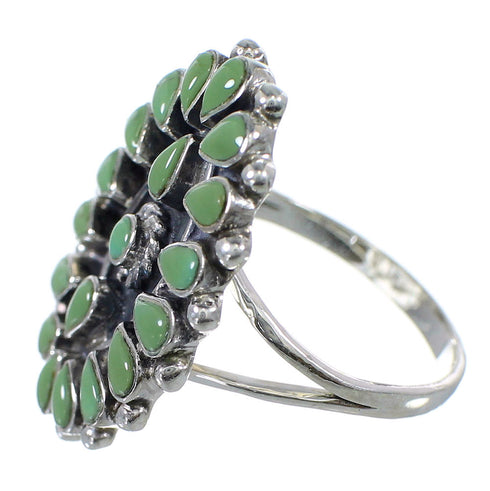Turquoise Needlepoint Sterling Silver Ring Size 8 FX92789